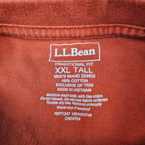 L.L. Bean Shirt Men's XXLT Traditional Fit Red Casual Crewneck Soft Comfortable - Picture 7 of 7